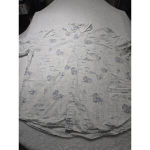 Gap XL Short Sleeve Shirt Island Map Vacation Casual Beach Hut Boho Pool Surf
